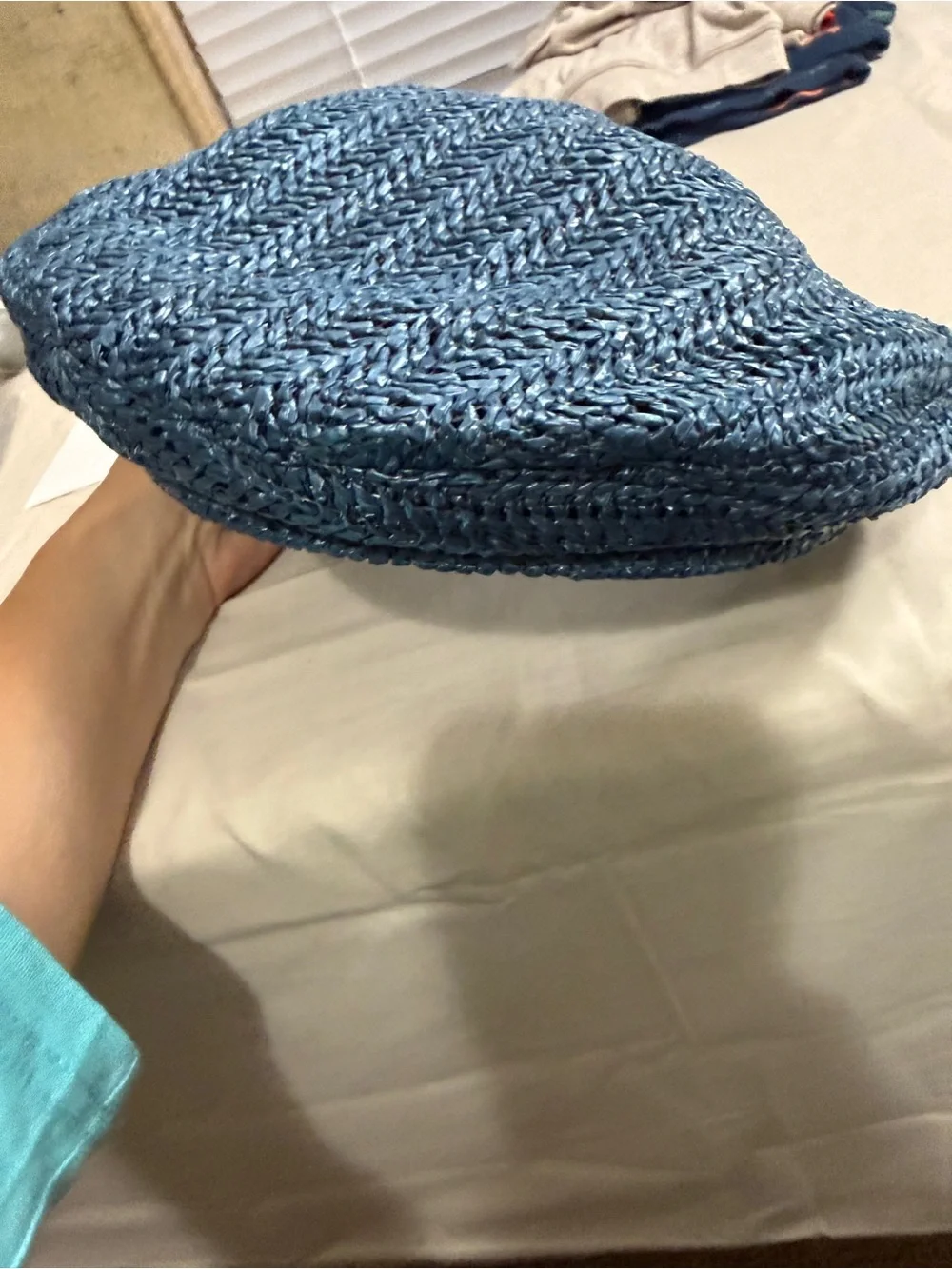 Anne Klein Blue Braided Straw Cadet Cap